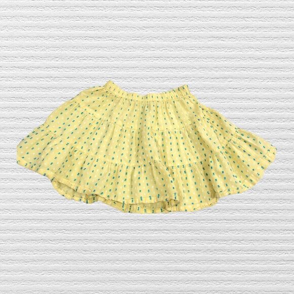 Tea Collection Girls 4 Skirt Yellow Blue Dot Print Cotton Summer Play - Picture 1 of 4
